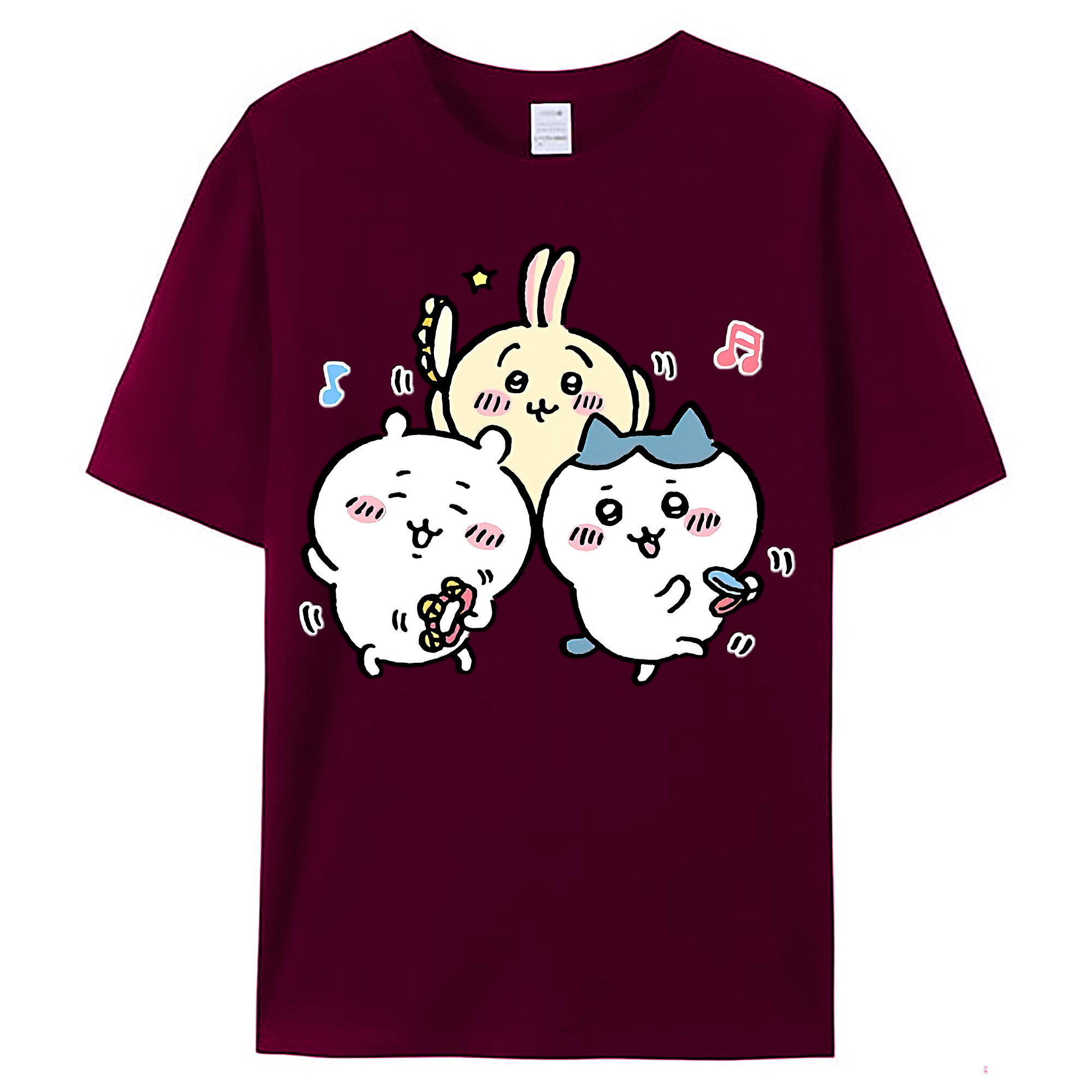 （画像用） ちいかわ ハチワレ Chii-kawa hachiware レディースカジュアルプリントTシャツ（綿100％）